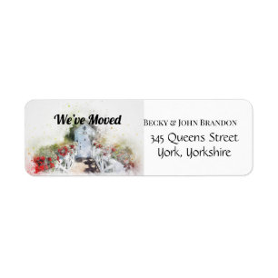 Watercolor Flower We’ve Moved Return Address Label