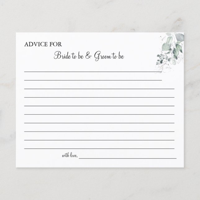 Watercolor Flower Wedding Advice card shower Flyer (Front)