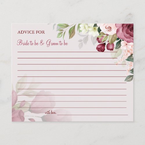 Watercolor Flower Wedding Advice card shower Flyer