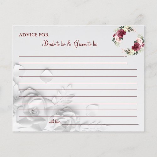 Watercolor Flower Wedding Advice card shower Flyer