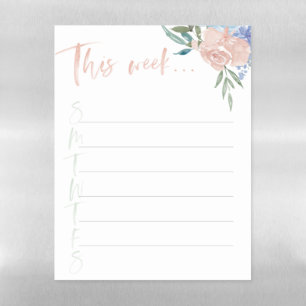Watercolor flower weekly calendar magnetic dry erase sheet