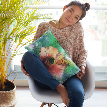 Watercolor Flower With Butterfly Lumbar Pillow by efhenneke at Zazzle