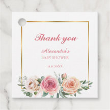 Watercolor Flower with Frame Baby Shower Thank you