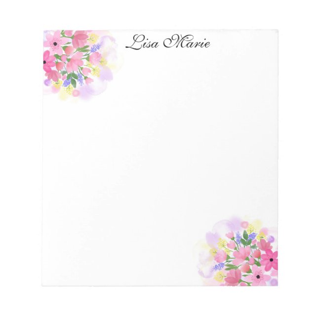 Watercolor Flowers 01 Personalised Notepad (Front)