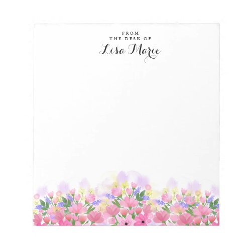 Watercolor Flowers 01A Personalised Notepad