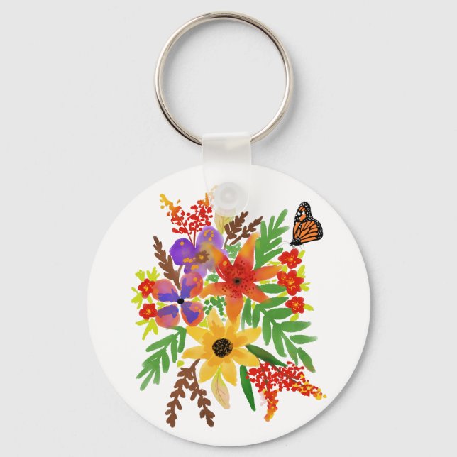 Watercolor Flowers 02  Keychain (Front)