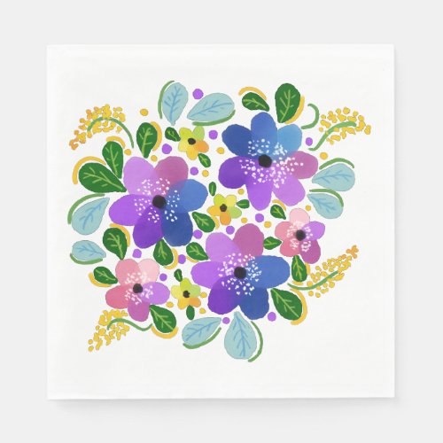Watercolor Flowers 03 Luncheon Paper Napkins