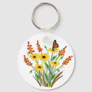 Watercolor Flowers 07 Keychain