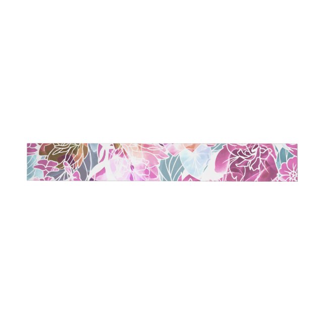 Watercolor Flowers 19 Wrap Around Label (Individual)