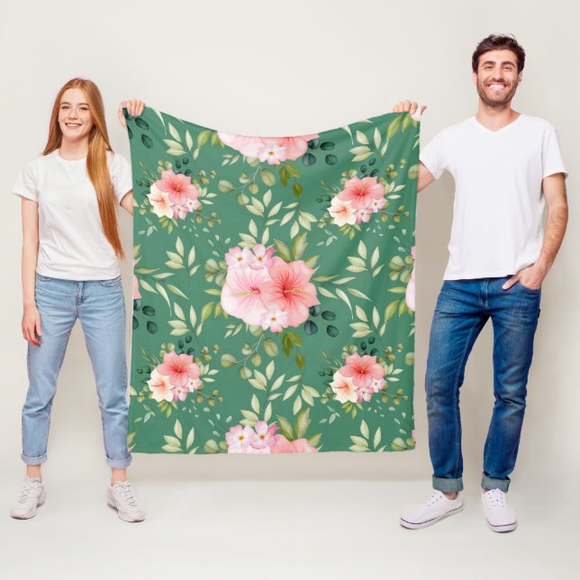 Watercolor Flowers 24 Fleece Blanket (In Situ)