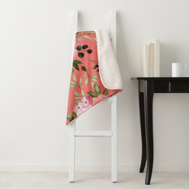 Watercolor Flowers 26 Sherpa Blanket (In Situ)