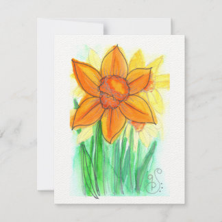 Watercolor Flowers-2 (4.25”x5.5”) Flat Note Card