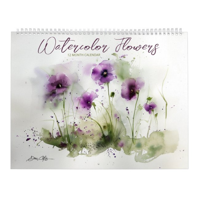 Watercolor Flowers 2 Calendar (Cover)