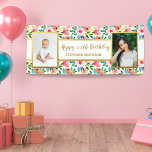 Watercolor Flowers, 2 Photo Custom Text Birthday B Banner<br><div class="desc">Make your event extra special with this custom banner featuring 2 photos and personalized text set against a pretty watercolor floral background.  Perfect for a  birthday party,  bridal or baby shower,  anniversary,  retirement party and more.</div>