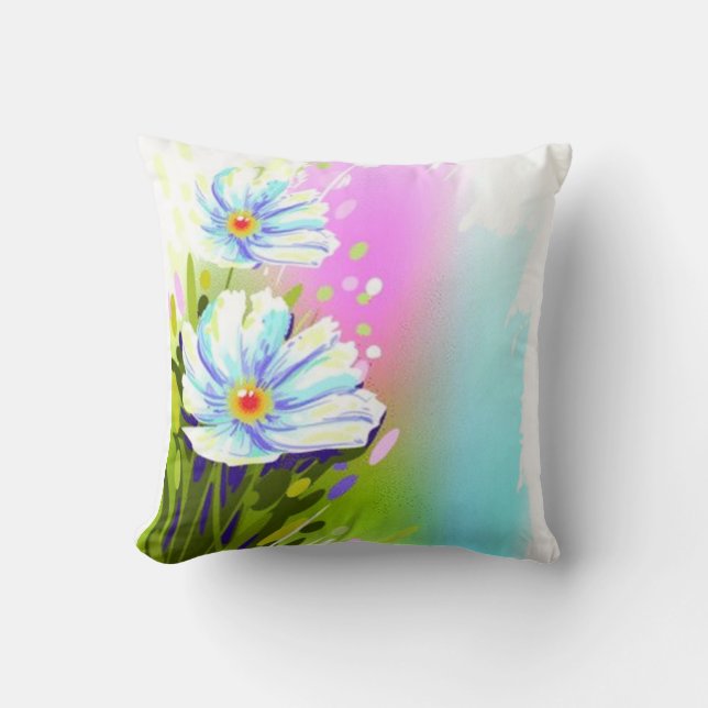 Watercolor Flowers 2 Sided Pillow (Front)