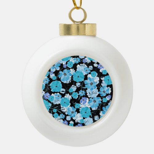 Watercolor Flowers A Delicate Tapestry Ceramic Ball Christmas Ornament