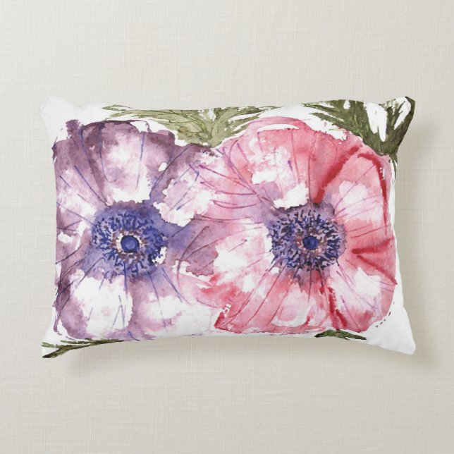 Watercolor flowers accent pillow (Front)