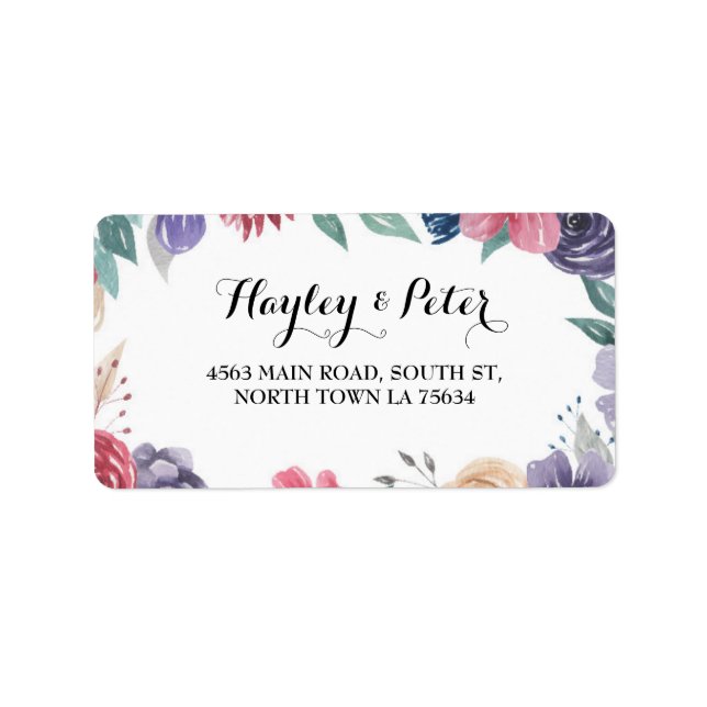 Watercolor Flowers Address Labels Stickers Wedding (Front)