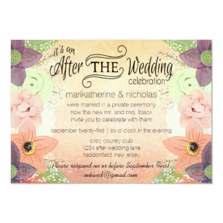 After Wedding Invitations Announcements Zazzle Watercolor Flowers After Wedding Invitations