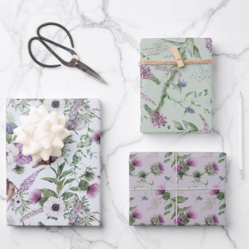 Watercolor Flowers and Birds Wrapping Paper Sheets