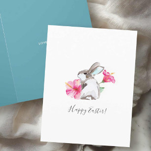Watercolor Flowers and Bunny Unique Easter Cards