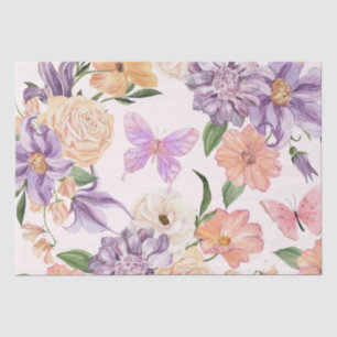 Watercolor flowers and Butterflies decoupage Tissue Paper