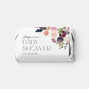 Watercolor Flowers and Figs Autumn Baby Shower Hershey's Miniatures