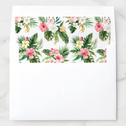 Watercolor Flowers and Greenery Tropical Pattern Envelope Liner