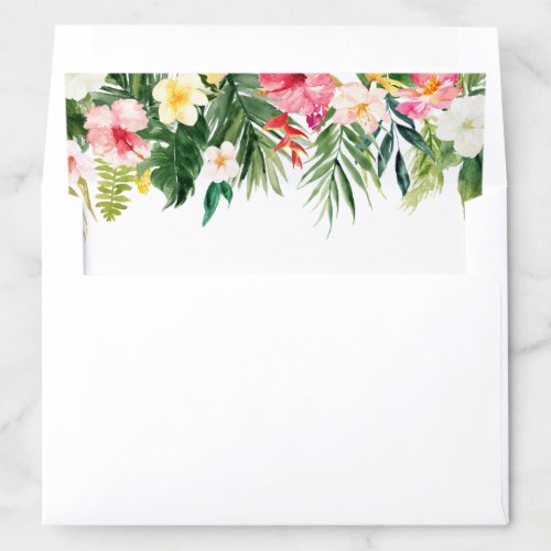 Watercolor Flowers and Greenery Tropical Summer Envelope Liner