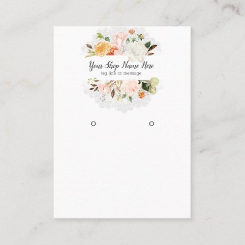 Watercolor Flowers and lace Earring Display Business Card