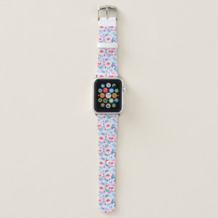 Watercolor flowers and leaves 2 apple watch band