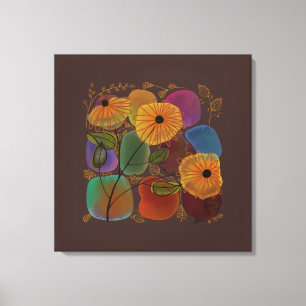 Watercolor Flowers and Rocks You Customize Canvas Print