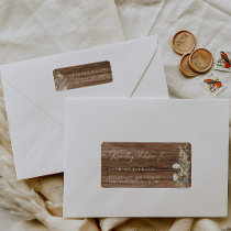 Watercolor Flowers and Rustic Wood Wedding Address Label