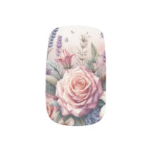 Watercolor Flowers and sea and seashells on beach