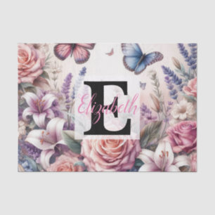 Watercolor Flowers and sea and seashells on beach  Tissue Paper