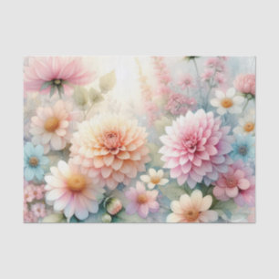 Watercolor Flowers and sea and seashells on beach Tissue Paper
