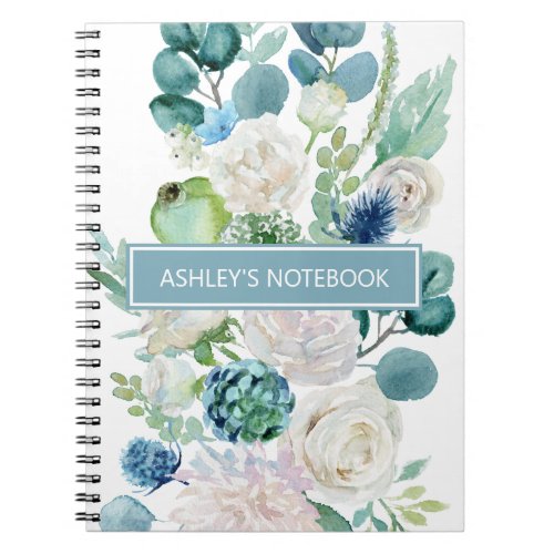 Watercolor Flowers And Twigs Notebook