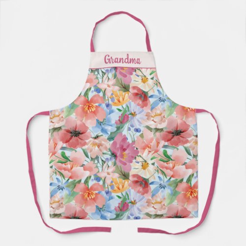 Watercolor Flowers Apron