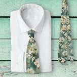 Watercolor Flowers Artistic Design Tie<br><div class="desc">Tie with an artistic floral design in gold and teal colors with ivory. Beautiful for a wedding or other situation.</div>