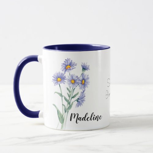 Watercolor Flowers Aster September Birth Flower Mug