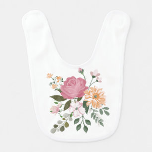 Watercolor flowers baby bib