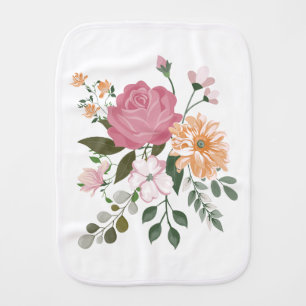 Watercolor flowers baby burp cloth