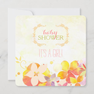 Watercolor Flowers Baby Girl Baby Shower Invitation