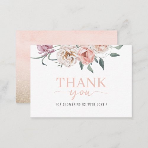  Watercolor flowers baby in bloom thank you baby s Note Card