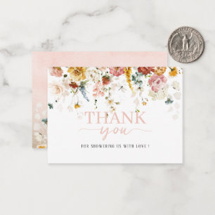 Watercolor flowers baby in bloom thank you baby s Note Card