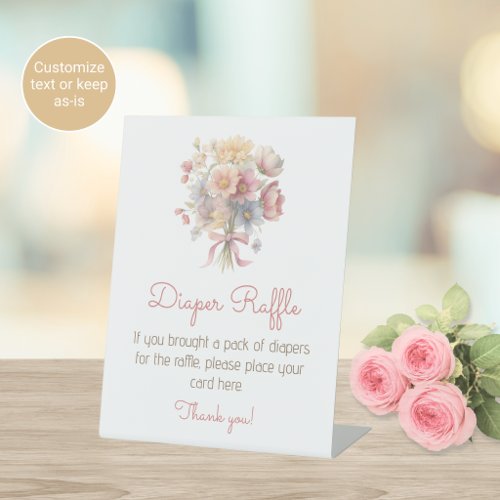 Watercolor Flowers Baby Shower Diaper Raffle Sign