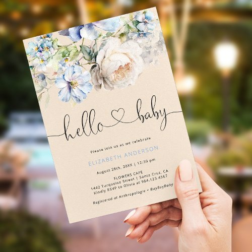 Watercolor Flowers Baby Shower Invitation