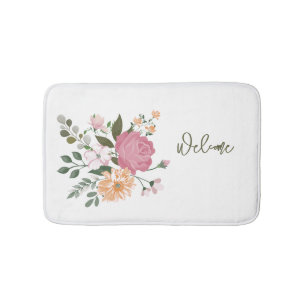 Watercolor flowers bath mat