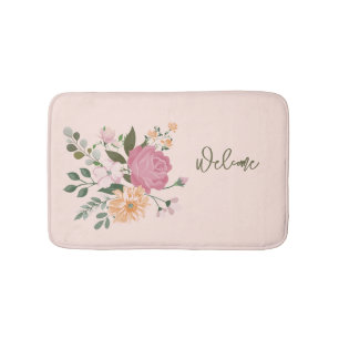 Watercolor flowers bath mat