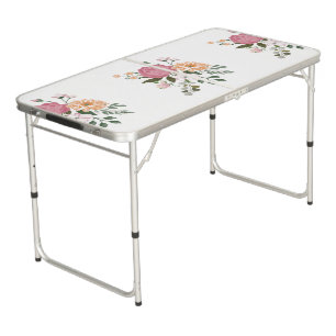 Watercolor flowers beer pong table